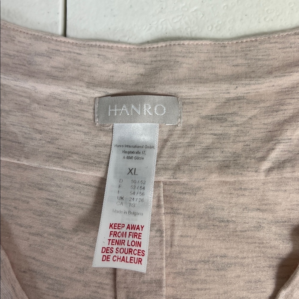 Hanro‎ Sz XL Nightgown Loungewear Pale Pink Heather Sleeveless V Neck - Picture 5 of 8